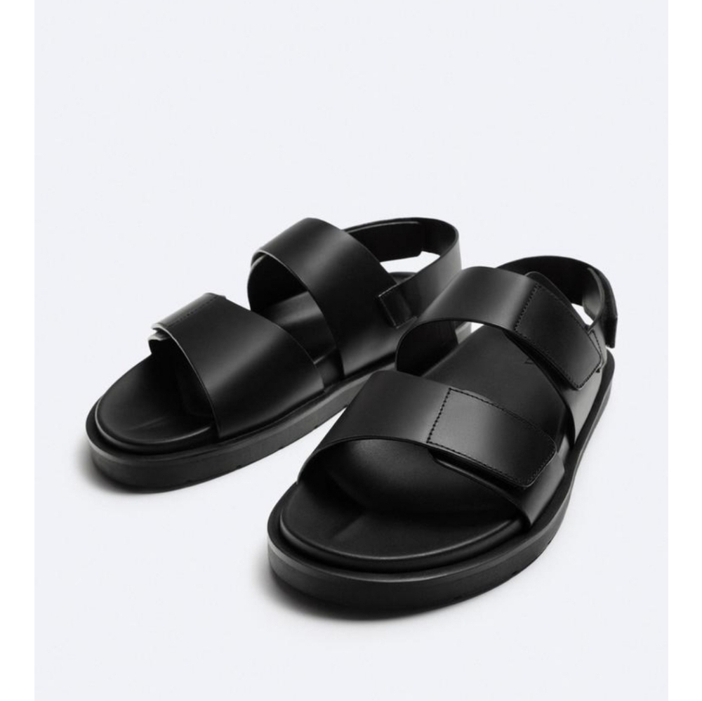 ZARA DOUBLE-STRAP LEATHER SANDALS SIZE 12